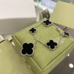 [Eternal Jewelry]CLOVER 5 MOTIFS SIVLER ONYX BRACELET - 图片 3
