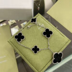 [Eternal Jewelry]CLOVER 5 MOTIFS SIVLER ONYX BRACELET - 图片 4