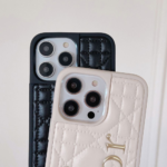Dior Classic Quilted Leather 3D Gold Logo Luxury Shockproof Phone Case - 图片 6
