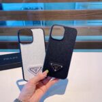 Prada Style Classic Cross Grain Leather Texture Phone Case - 图片 4