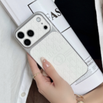 Gucci Embossed GG Monogram Electroplated Frame Premium Leather Luxury Phone Case - 图片 3
