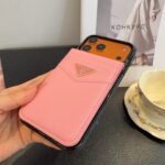 Prada Saffiano Leather Flip Wallet Card Holder Luxury Phone Case - 图片 8