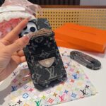 LV Denim Lock Card Holder Phone Case with Crossbody Strap - 图片 5