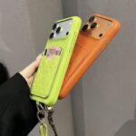 Colorful LV Embossed Monogram Card Holder Crossbody Lanyard Luxury Leather Phone Case - 图片 2