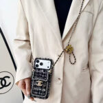Chanel Style Tweed Quilted Card Holder Wallet Luxury Phone Case - 图片 2