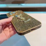 YSL Full Bling Glitter Diamond 3D Metal Logo Luxury Shockproof Phone Case - 图片 5