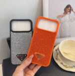 Prada Style Bling Diamond Phone Case with Triangular Logo