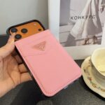 Prada Saffiano Leather Flip Wallet Card Holder Luxury Phone Case - 图片 7