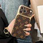 LV & Gucci Classic Monogram Electroplated Frame Luxury Leather Phone Case - 图片 7
