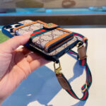 Gucci P60 Original Leather Card Holder Phone Case | 2-in-1 Lanyard Hole for Crossbody Strap - 图片 16