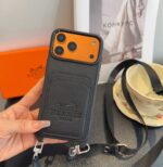Hermès Paris Embossed Leather Card Pocket Crossbody Luxury Phone Case - 图片 13