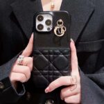 Dior Lady Dior Quilted Phone Case with Metal Pendant