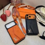 Louis Vuitton Embossed Monogram Card Holder Crossbody Strap Luxury Phone Case - 图片 2