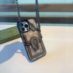 Gucci Dionysus Snake Head Leather Phone Case with Card Slot & Crossbody Strap - 图片 2
