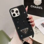 Prada Style Full Diamond Glitter Phone Case With Crossbody Chain Strap