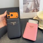 Prada Saffiano Leather Flip Wallet Card Holder Luxury Phone Case - 图片 10