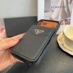 Prada Saffiano Leather Flip Wallet Card Holder Luxury Phone Case - 图片 15