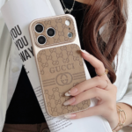 Gucci Embossed GG Monogram Electroplated Frame Premium Leather Luxury Phone Case - 图片 2