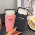 Prada Saffiano Leather Flip Wallet Card Holder Luxury Phone Case