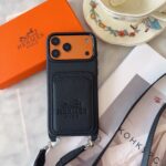 Hermès Paris Embossed Leather Card Pocket Crossbody Luxury Phone Case - 图片 17