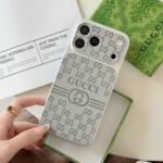 Gucci Embossed GG Monogram Electroplated Frame Premium Leather Luxury Phone Case - 图片 6