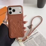 Colorful LV Embossed Monogram Card Holder Crossbody Lanyard Luxury Leather Phone Case - 图片 7