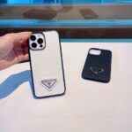 Prada Style Classic Cross Grain Leather Texture Phone Case - 图片 12
