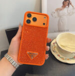 Prada Style Bling Diamond Phone Case with Triangular Logo - 图片 3