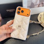 White Chanel Quilted Caviar Leather Card Holder Chain Luxury Phone Case - 图片 2