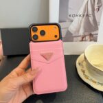 Prada Saffiano Leather Flip Wallet Card Holder Luxury Phone Case - 图片 5