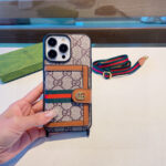 Gucci P60 Original Leather Card Holder Phone Case | 2-in-1 Lanyard Hole for Crossbody Strap - 图片 13