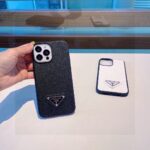 Prada Style Classic Cross Grain Leather Texture Phone Case - 图片 7