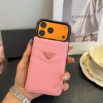 Prada Saffiano Leather Flip Wallet Card Holder Luxury Phone Case - 图片 6