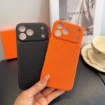 Hermès Style Embossed Leather Texture Full Cover Phone Case