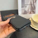Prada Saffiano Leather Flip Wallet Card Holder Luxury Phone Case - 图片 16