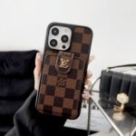 Designer Monogram Card Holder Phone Case with LV & GG Metal Buckle - 图片 14