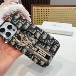 Dior Embroidered Fabric Card Holder Phone Case - 图片 4