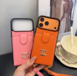Chanel Style Leather Flip Card Holder Crossbody Phone Case