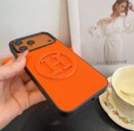 Hermès Signature Orange Embossed H Logo Leather Phone Case - 图片 8