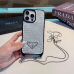 Prada Style Full Diamond Glitter Phone Case With Crossbody Chain Strap - 图片 13
