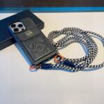 Loewe Style Leather Card Holder Phone Case with Crossbody Woven Strap - 图片 4