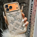 Louis Vuitton Bling Rhinestone Monogram Leather Luxury Phone Case With Diamond Camera Lens Protector - 图片 4