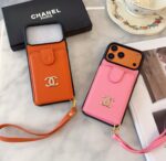 Chanel Style Leather Flip Card Holder Crossbody Phone Case - 图片 2