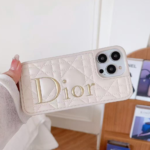 Dior Classic Quilted Leather 3D Gold Logo Luxury Shockproof Phone Case - 图片 5