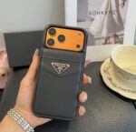 Prada Saffiano Leather Flip Wallet Card Holder Luxury Phone Case - 图片 13
