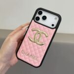 Chanel Classic Quilted Leather 3D Gold Logo Luxury Phone Case - 图片 3