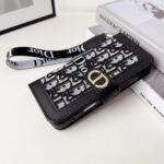 Dior Oblique Monogram Flip Wallet Phone Case With Brand Wrist Strap - 图片 12