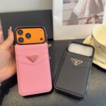 Prada Saffiano Leather Flip Wallet Card Holder Luxury Phone Case - 图片 2