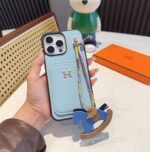 Hermès Style Luxury Leather Card Holder Phone Case | Wrist Strap & Horse Charm - 图片 11