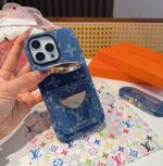 LV Denim Lock Card Holder Phone Case with Crossbody Strap - 图片 14